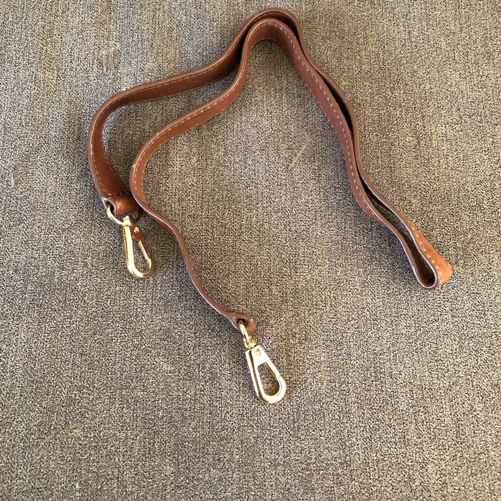 Brown Leather Handbag Replacement Strap with Gold Clasps